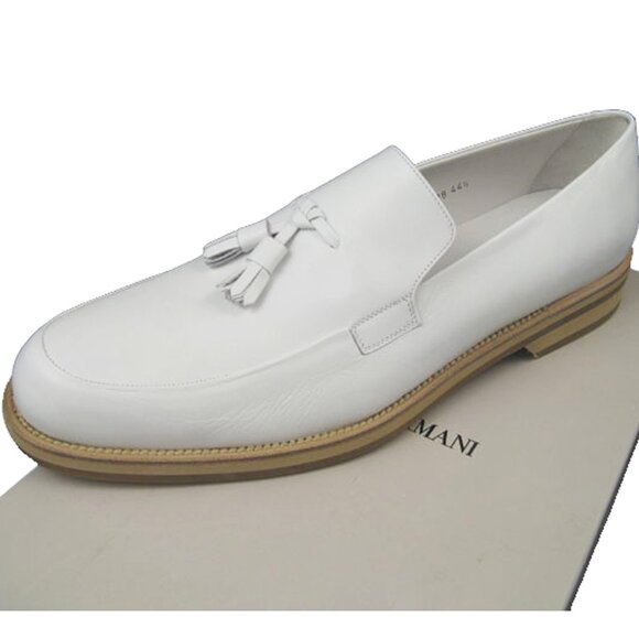 NEW! Giorgio Armani White Loafers Dress Shoes!US 11.5 e 44.5TasselsITALY